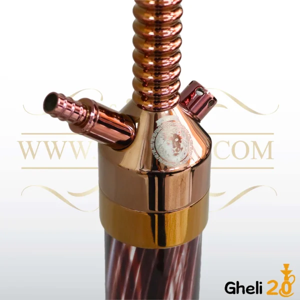 خرید فروش قیمت قلیان بلند قلیون لاین کینگ بدنه رنگ رزگلد شمش استیل خالص تنگ ابروباد